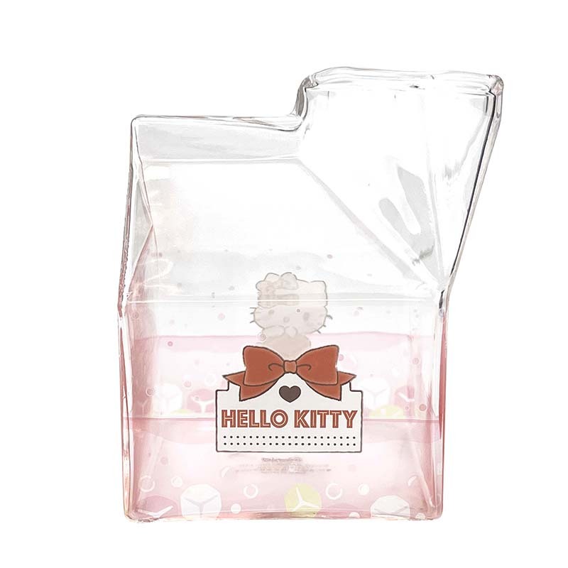 Hello Kitty Kawaii Glass Milk Carton Cup