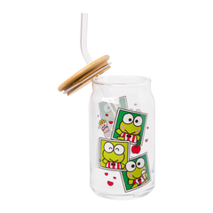 Keroppi Snacks Bamboo Lidded Glass Tumbler