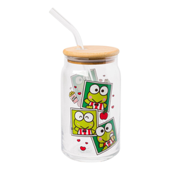 Keroppi Snacks Bamboo Lidded Glass Tumbler