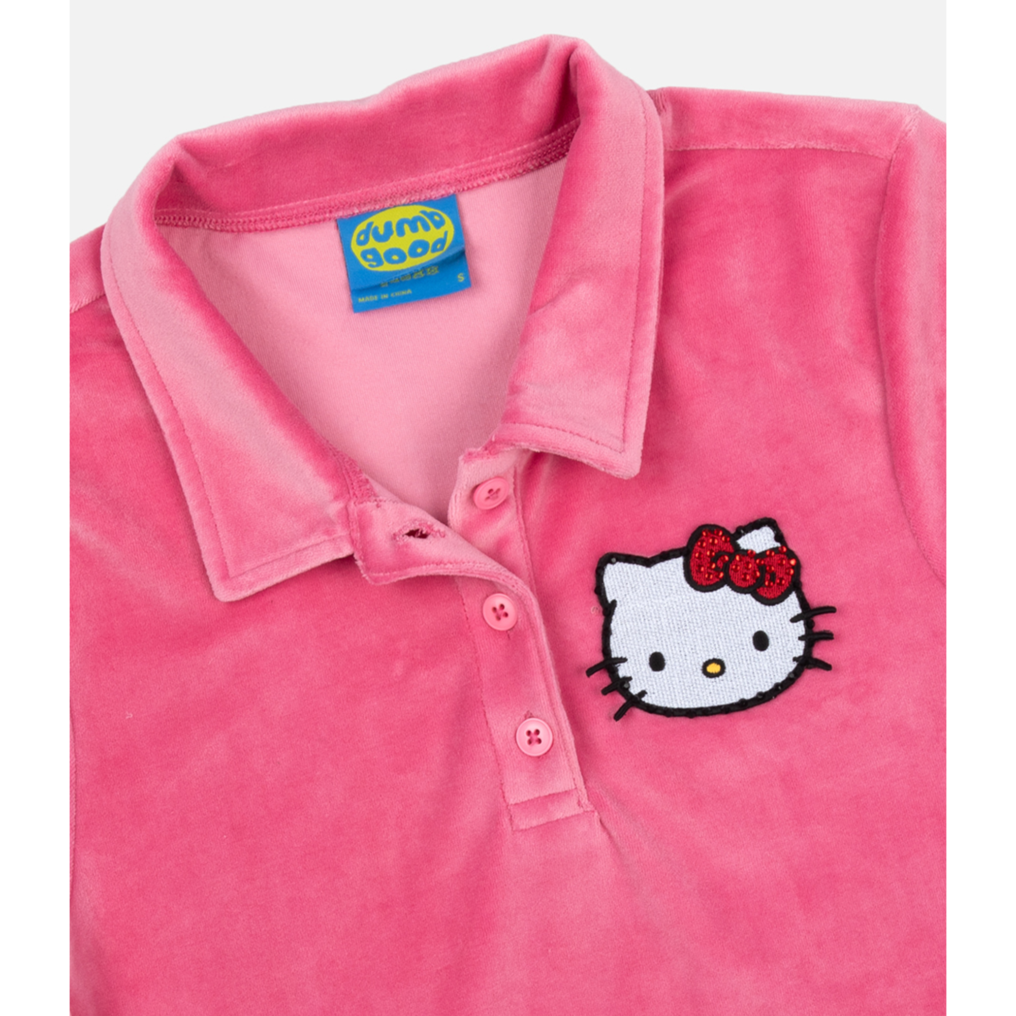 Hello Kitty x Dumbgood Velour Cropped Polo (50th Anniv.)